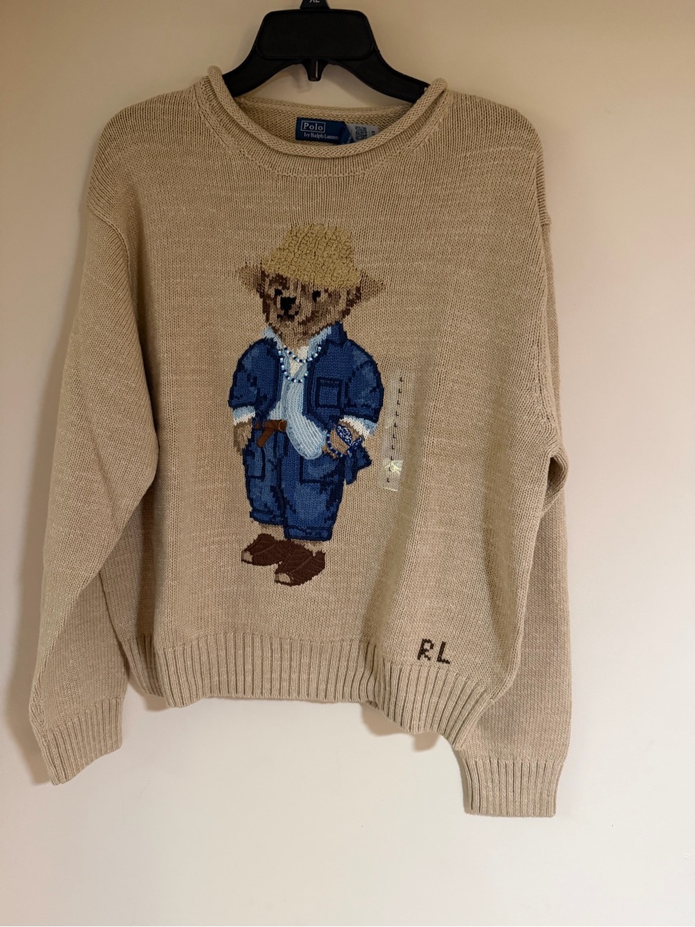 Polo by Ralph Lauren  woman’s Beige Bear Crewneck Sweater